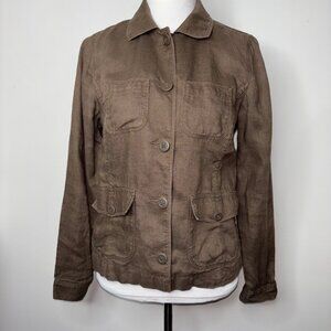 LL Bean Womens 100% Linen Blazer Jacket Lightweight Unlined Size S